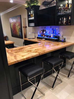2 Tier Wood Countertop Home Bar