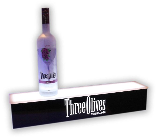 1 Tier Bottle Glorifier w/ Three Olives Vodka Logo 1 Tier Bottle Glorifier w/ Three Olives Vodka Logo