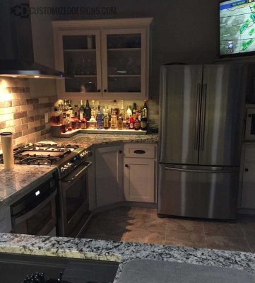 Home Bar 2 Tier Corner Liquor Display Shelf - Stainless Steel Finish