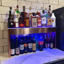 2 Tier Raised Liquor Display w/ Brushed Copper Finish 2 Tier Raised Liquor Display w/ Brushed Copper Finish