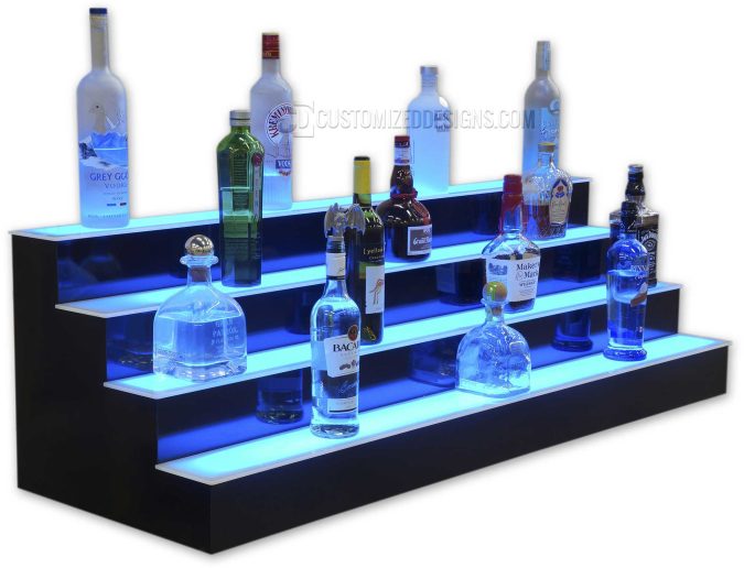 4 Step LED Lighted Liquor Shelves 4 Step LED Lighted Liquor Shelves