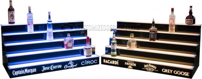 5 Tier Liquor Shelves w/ Multiple Liquor Brand Logos 5 Tier Liquor Shelves w/ Multiple Liquor Brand Logos