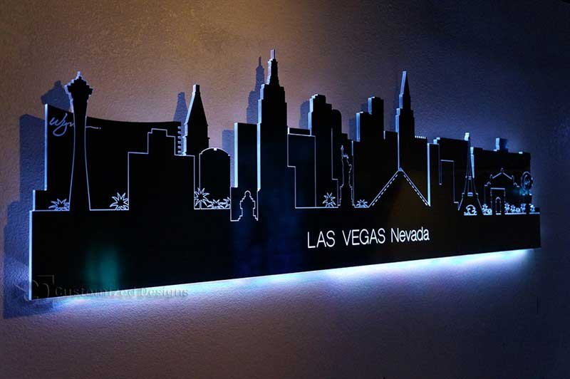 LED Lighted Las Vegas Skyline Art Wall Mounted