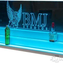 Low Profile Liquor Display with Edge Lit Sign - White Finish Low Profile Liquor Display with Edge Lit Sign - White Finish