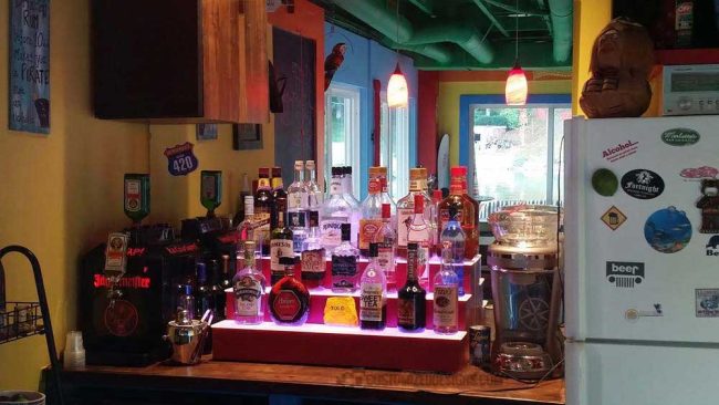 3 Tier Home Bar Liquor Display w/ Burgundy Finish