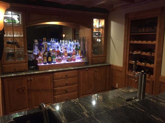 Sci-Fi Themed Home Bar w/ Cherry Wood Shelves