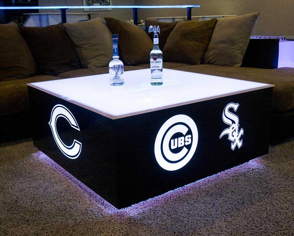 LED Coffee Table w/ Chicago Sports Logos - Cubs, Bears, Sox