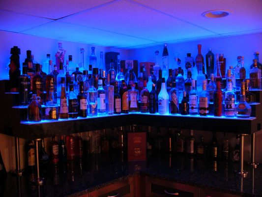 Basement Corner Bar Shelving