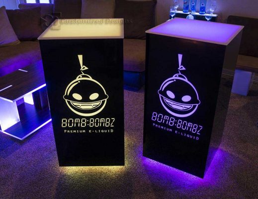 Cubix High Boy Tables w/ Lighted E-Liquid Logos