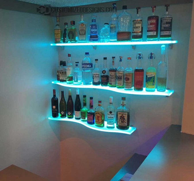 Curved LED Lighted Shelving for Home & Commercial Bars Curved LED Lighted Shelving for Home & Commercial Bars