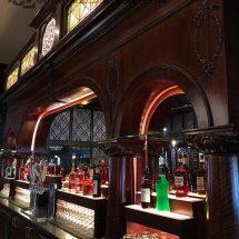 Custom Back Bar with Raised Bar Shelves Custom Back Bar with Raised Bar Shelves