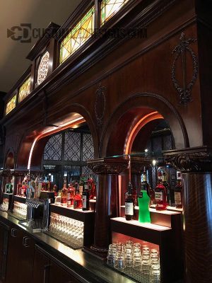 Custom Back Bar with Raised Bar Shelves
