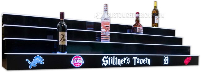 Detroit Themed 4 Tier Home Bar Shelf