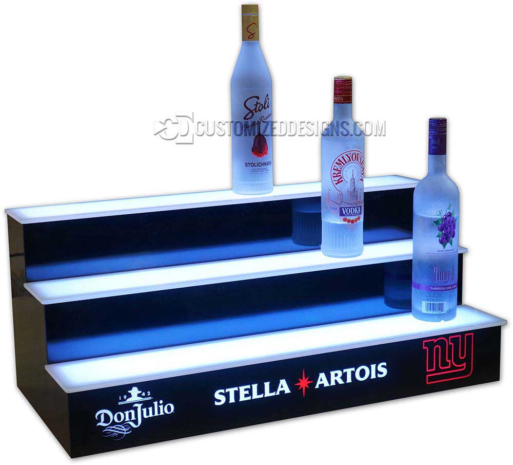 3 Tier Liquor Display w/ Don Julio - Stella - NY Giants Logos