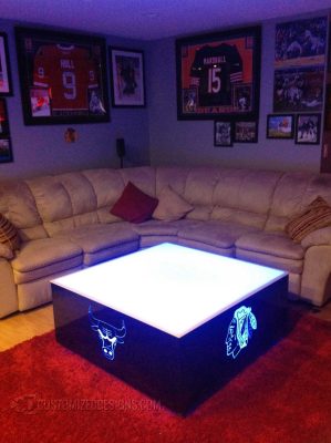 Chicago Home Bar Sports LED Table - Bulls - Blackhawks