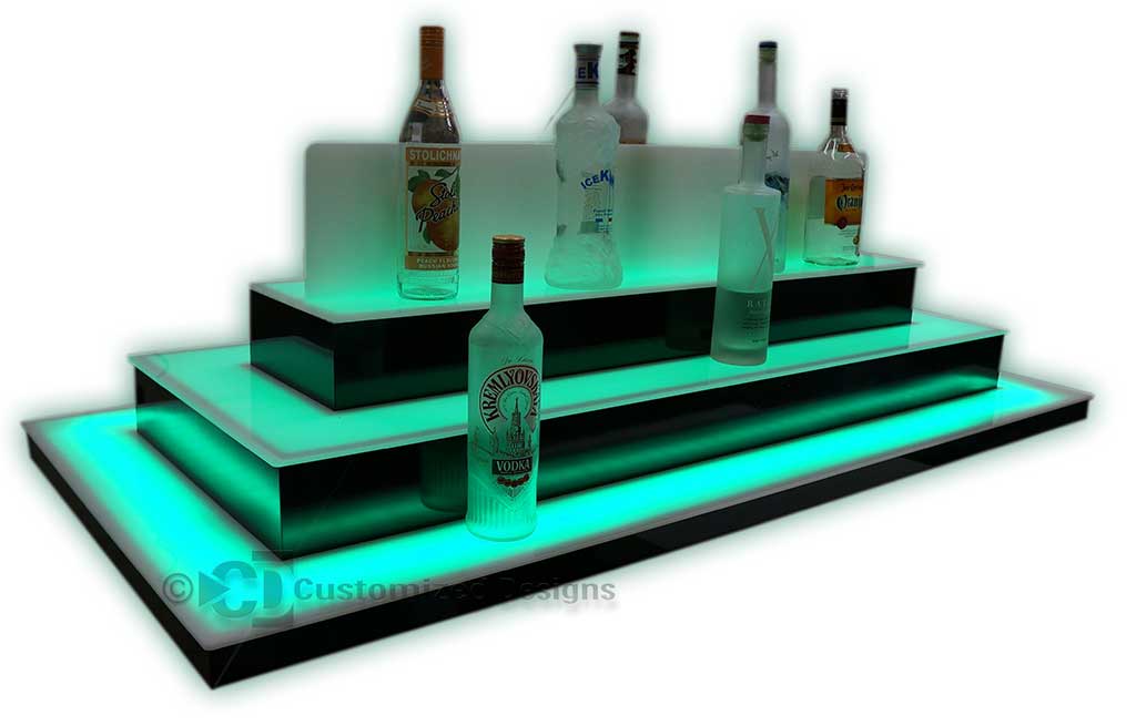 Custom Low Profile Island Liquor Display w/ Acrylic Center Divider