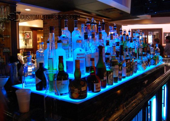 3 Tier LED Lighted Island Bar Shelves