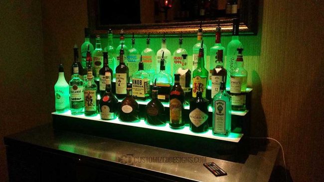 3 Tier Bottle Display w/ Green LED Lighting