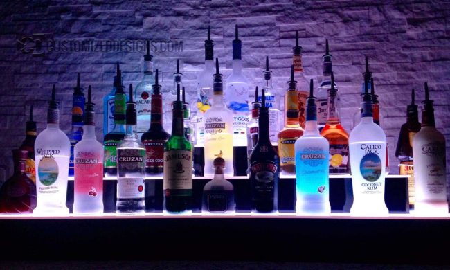 3 Tier Wrap Style Lighted Bottle Display Shelf