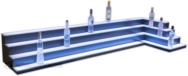 Custom Low Profile Multi-Corner Liquor Shelves
