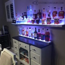 Wall Mounted Low Profile Liquor Shelves w/ Stainless Steel Finish Wall Mounted Low Profile Liquor Shelves w/ Stainless Steel Finish