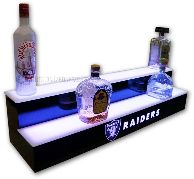 Oakland Raiders 2 Step Lighted Bottle Display Oakland Raiders 2 Step Lighted Bottle Display