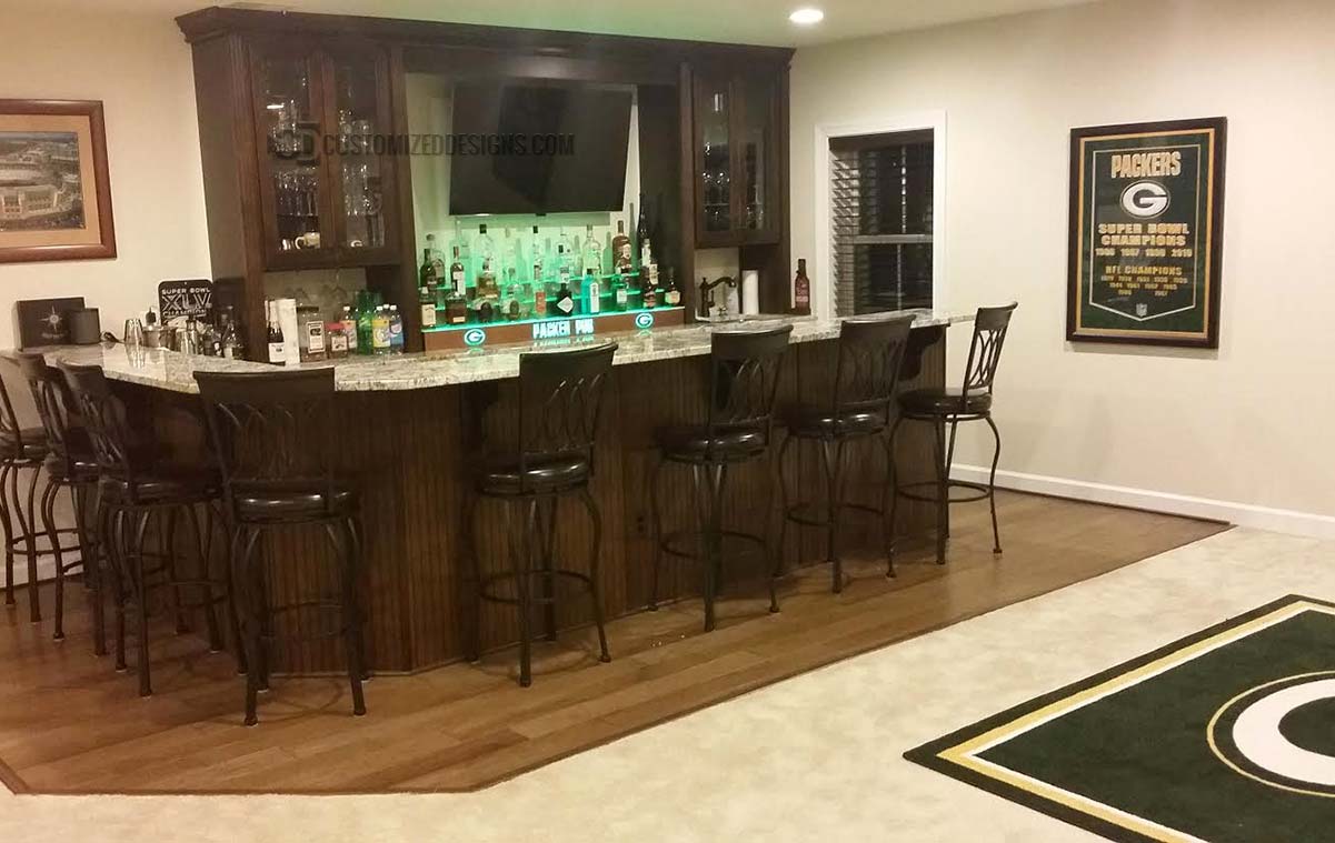 Green Bay Packers Themed Home Bar Lounge