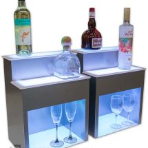 2 Tier Raised Liquor Display w/ Stainless Finish - 8" Storage Height 2 Tier Raised Liquor Display w/ Stainless Finish - 8" Storage Height