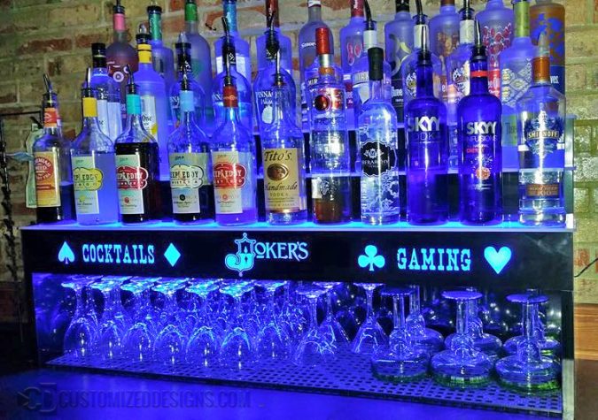 4 Tier Liquor Shelving w/ 16" High Storage for Glasses 4 Tier Liquor Shelving w/ 16" High Storage for Glasses