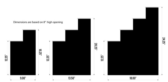 Raised Liquor Display Dimensions - Based on 8" Storage Height Raised Liquor Display Dimensions - Based on 8" Storage Height