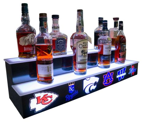 2 Tier Home Bar Shelf w/ Sports Logos