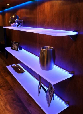floating wall shelves with led lights
