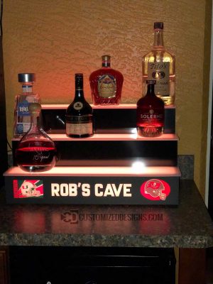 3 Step Home Bar Display - Miami Hurricans & Tampa Bay Buccaneers