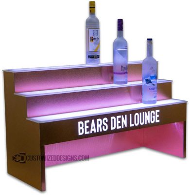 3 Tier Raised Liquor Display w/ Brushed Copper Finish