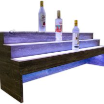 Raised 3 Tier Liquor Display with Barnwood Finish Raised 3 Tier Liquor Display with Barnwood Finish