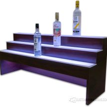 3 Tier Raised Bottle Display w/ Crest Mahogany Finish - 8" Opening 3 Tier Raised Bottle Display w/ Crest Mahogany Finish - 8" Opening