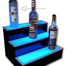 3 Step Home Bar Liquor Display w/ Blue Lighting