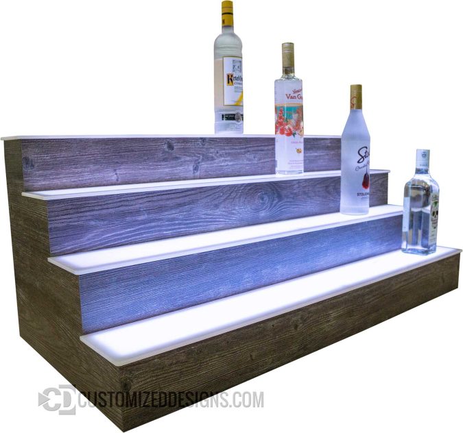 4 Tier Bar Shelving with Smores Barnwood Finish 4 Tier Bar Shelving with Smores Barnwood Finish