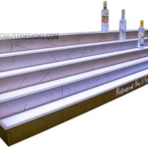 5 Tier Back Bar Shelving with Champagne Leaf Metal Finish 5 Tier Back Bar Shelving with Champagne Leaf Metal Finish