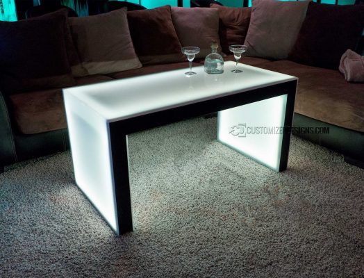 Carbon Series Ultra Modern LED Coffee Table - Shown with Black Finish - 24" Height