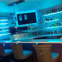 Home Bar with Curved LED Shelves