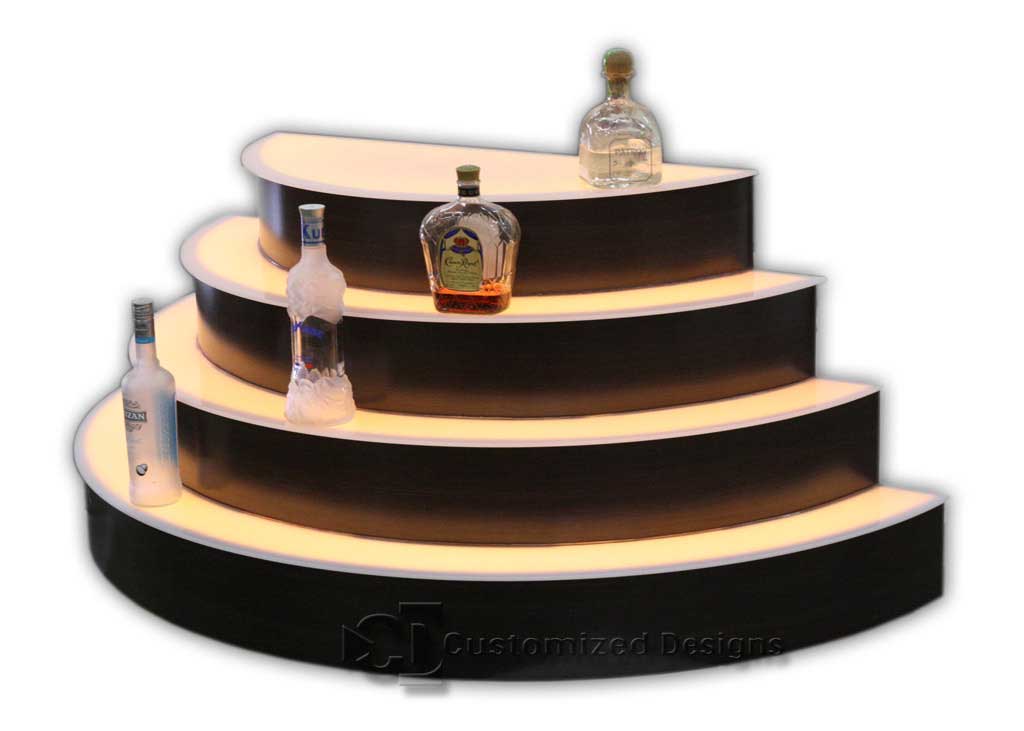 Custom Half Round Circular Liquor Bottle Display - 4 Tiers