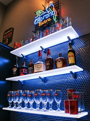 Floating Shelves with LED Lighting