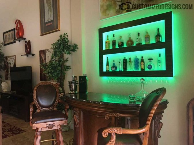 Lighted Home Bar Wall Shelving Lighted Home Bar Wall Shelving