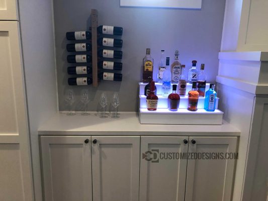 Home Bar Shelves - 3 Tier - White Finish