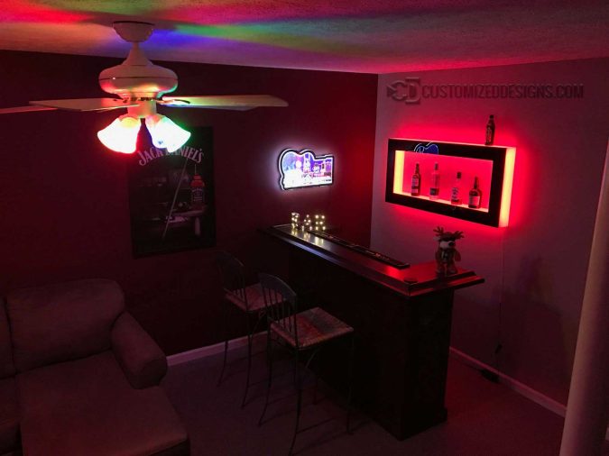 Home Bar w/ LED Wall Shelving Home Bar w/ LED Wall Shelving