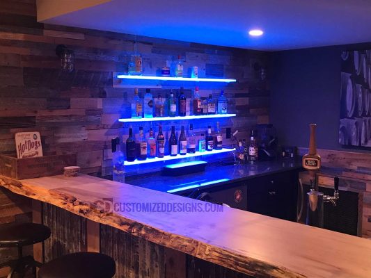LED Shelving Rustic Home Bar