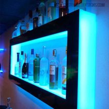 LED Wall Display Shelves with Cyan Lighting