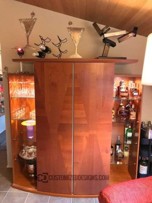 Low Profile Built In Liquor Cabinet Cherry Finish