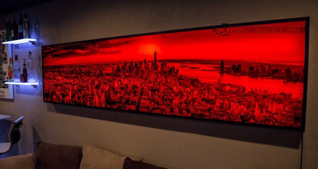 NYC Manhattan Skyline - Red Lighting